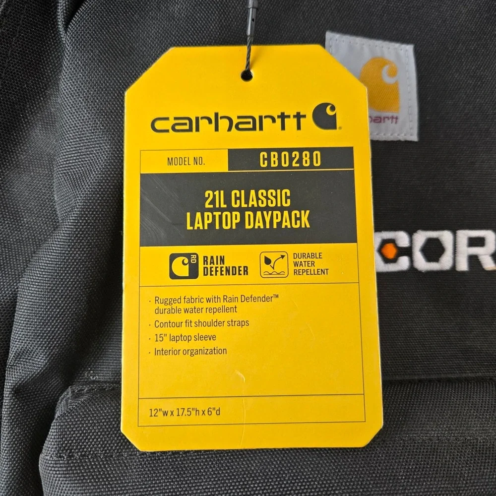 NWT Carhartt Backpack Black Classic Laptop Daypack Procore Rain Defender #1099